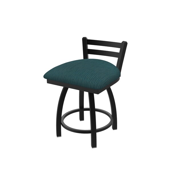 18" Low Back Swivel Vanity Stool, Black Wrinkle, Graph Tidal Seat